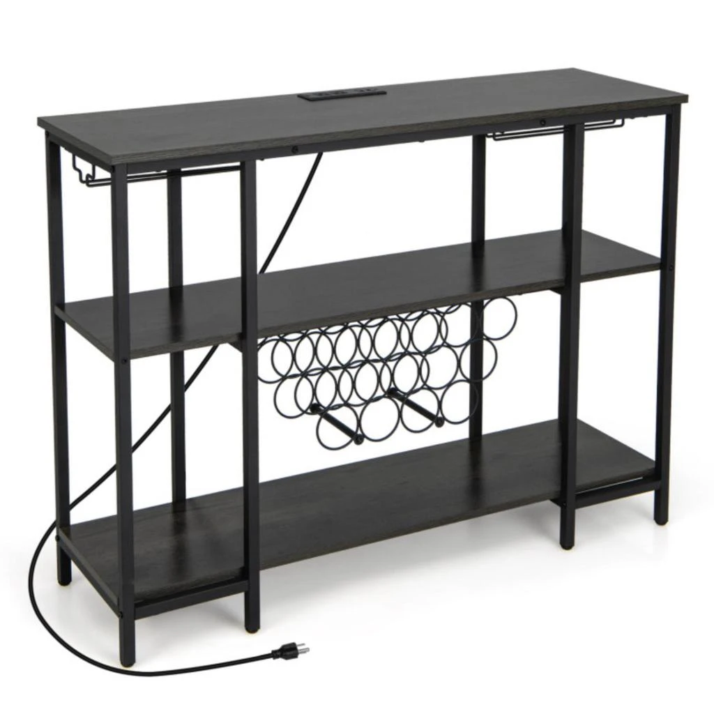 商品Hivvago|Industrial Wine Rack Wine Bar Cabinet with Storage Shelves-Gray,价格¥717,第1张图片
