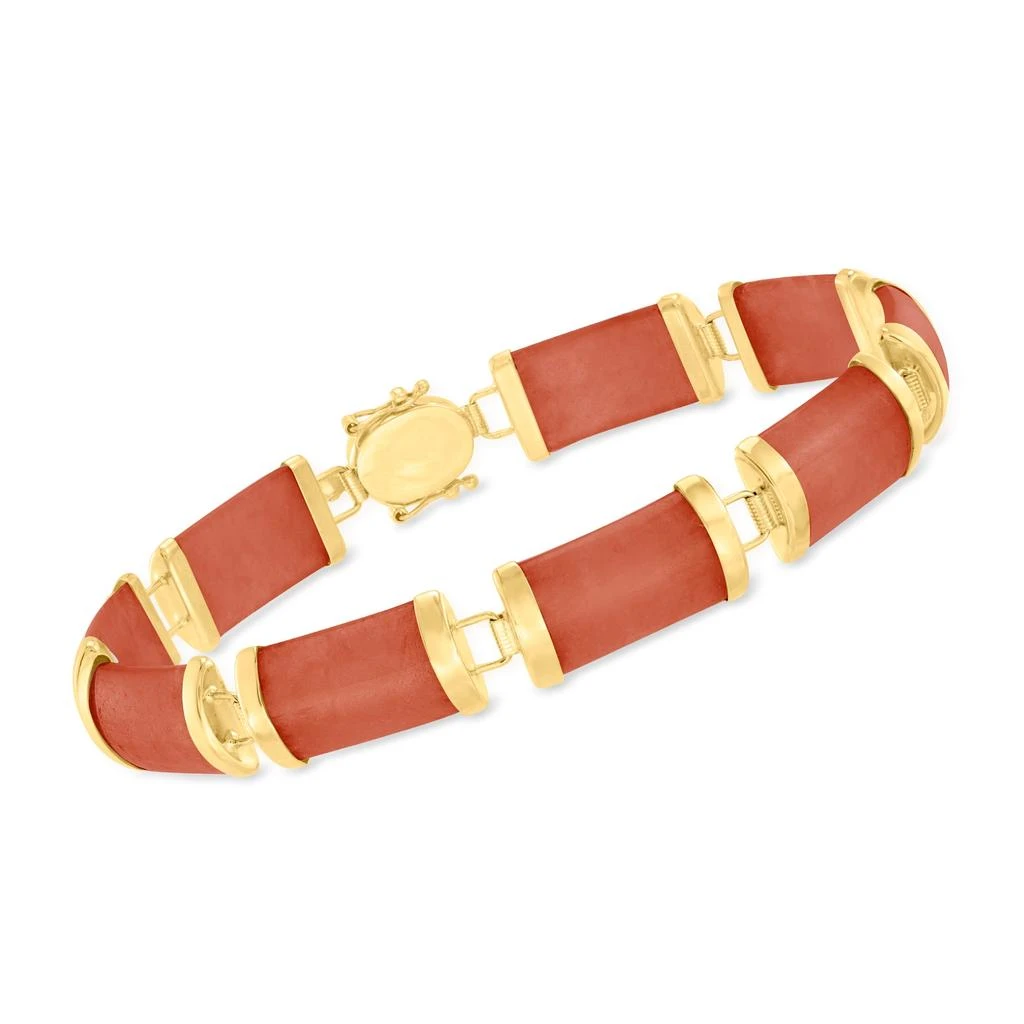 商品Ross-Simons|Ross-Simons Red Jade "Good Fortune" Bracelet in 14kt Yellow Gold,价格¥3565,第3张图片详细描述