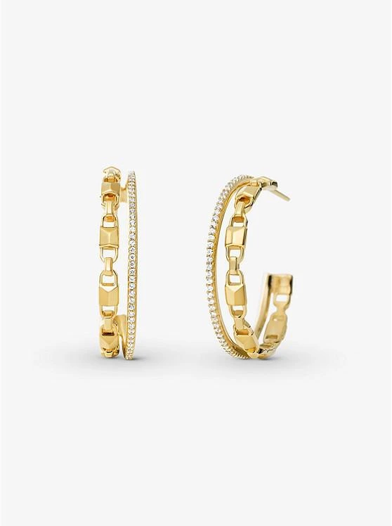 商品Michael Kors|Precious Metal-Plated Sterling Silver Mercer Link Pavé Halo Hoops,价格¥1344,第1张图片