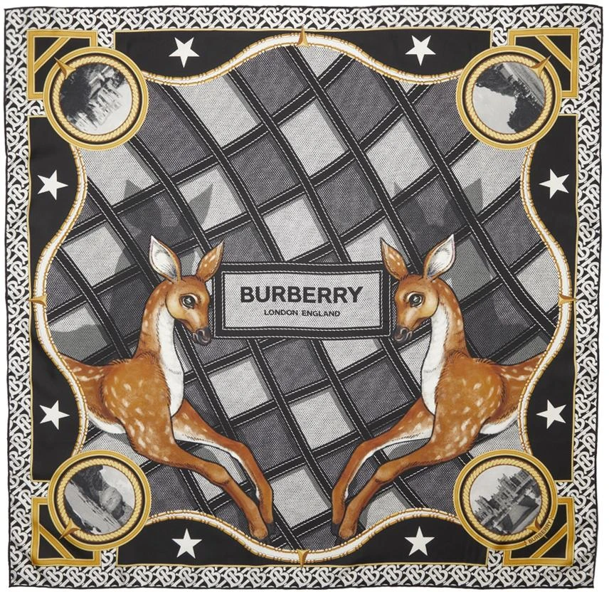 商品Burberry|Black Deer Print Scarf,价格¥3579,第1张图片