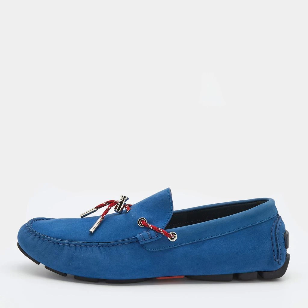 商品[二手商品] Dior|Dior Blue Nubuck Leather Slip On Loafers Size 44,价格¥1502,第1张图片