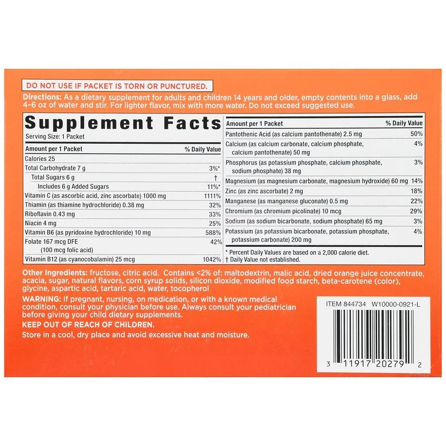 商品Walgreens|Vitamin C Effervescent Powder Blend Packets Orange,价格¥108,第3张图片详细描述