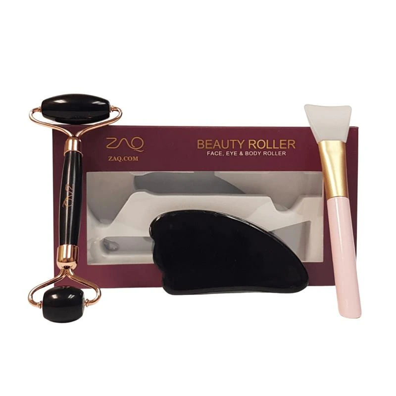 商品ZAQ|Black Obsidian Facial Roller With Gua Sha Set,价格¥302,第1张图片