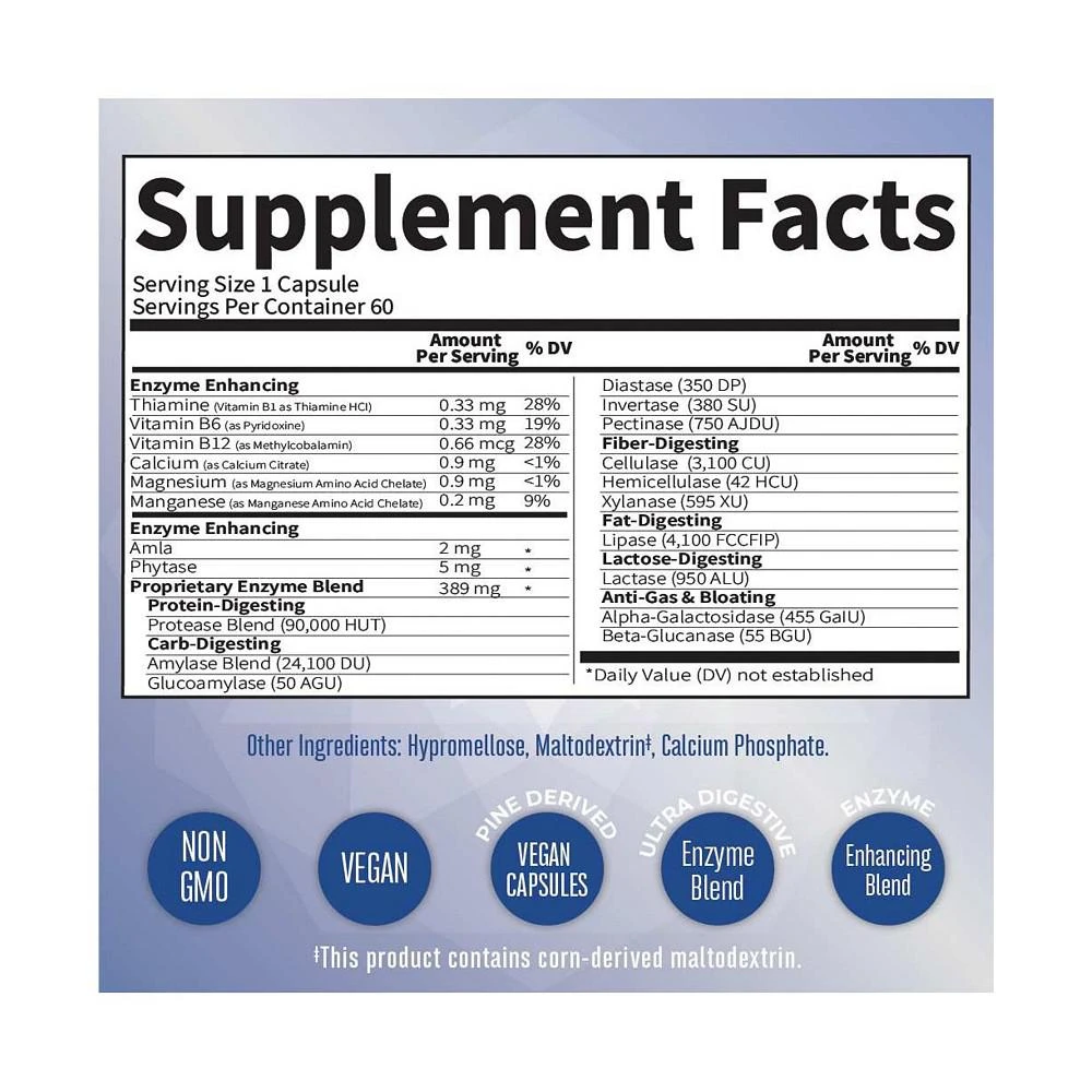 商品MaryRuth Organics|Ultra Digestive Enzymes Capsules, Unflavored, 60ct,价格¥202,第3张图片详细描述