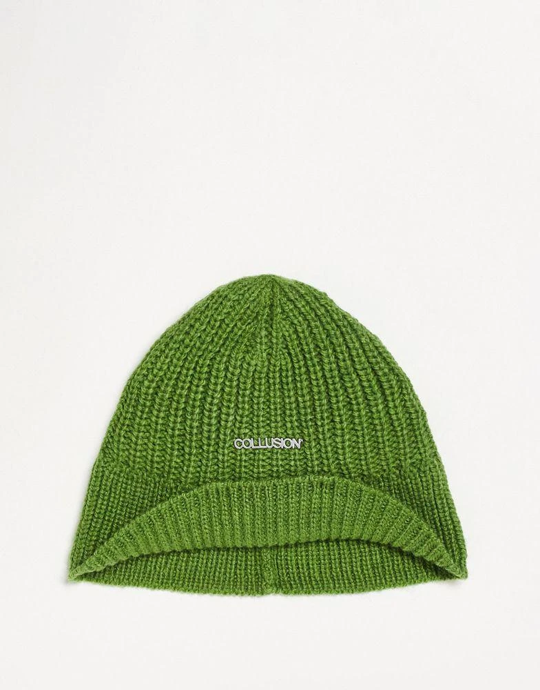 商品COLLUSION|COLLUSION Unisex knitted bucket hat with logo in green,价格¥59,第1张图片