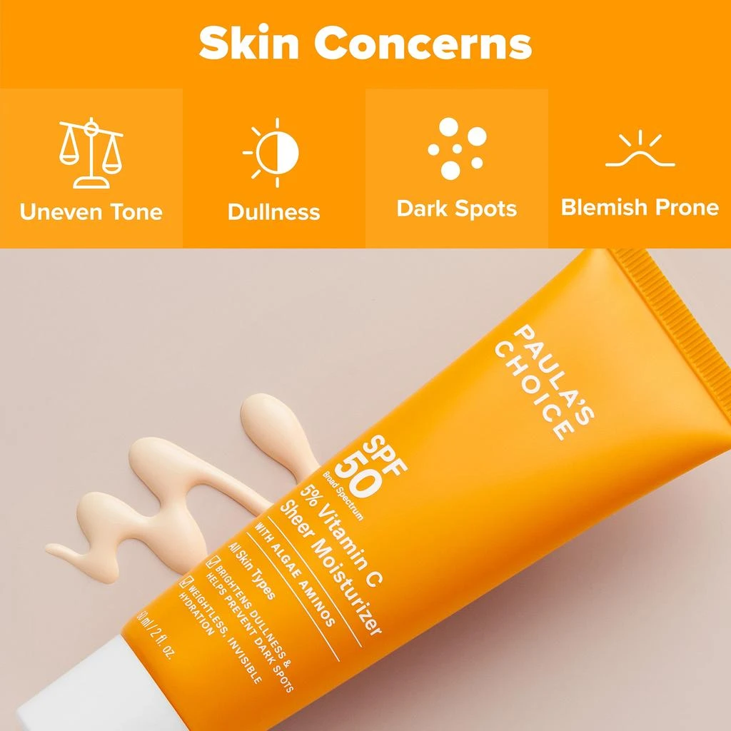 商品Paula's Choice|Paula's Choice 5% Vitamin C Sheer Moisturiser SPF50 60ml,价格¥378,第4张图片详细描述