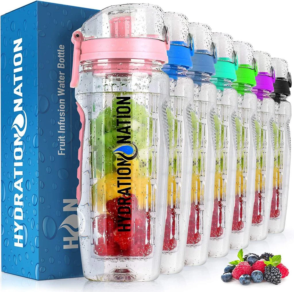 34oz Fruit Infuser Water Bottle - BPA Free Dual Non-Slip Grip and Flip Lid 商品