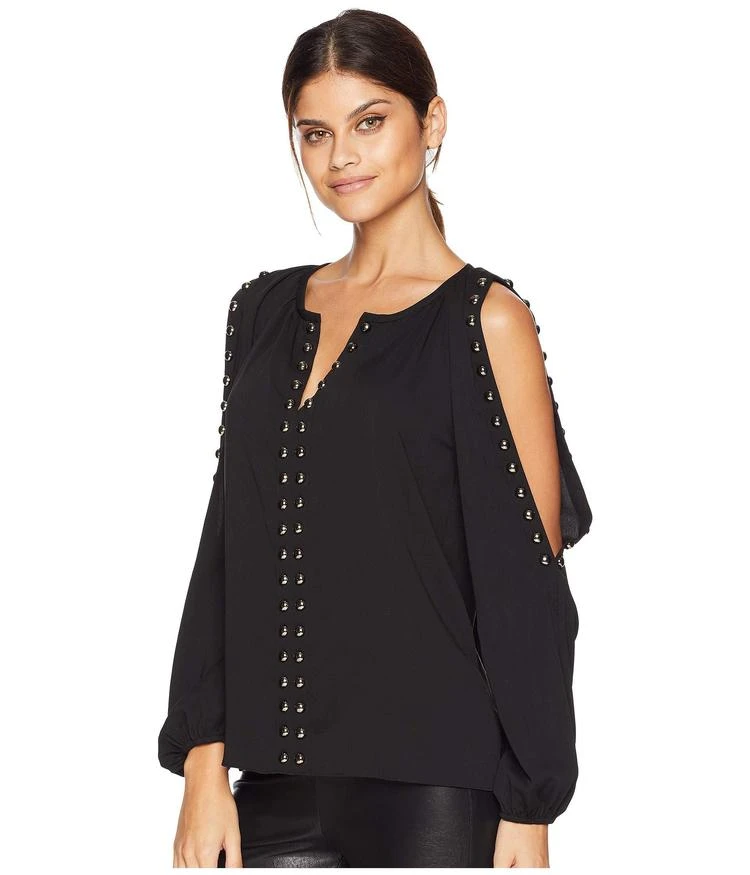 商品Juicy Couture|Soft Woven Dome Stud Embellished Cold Shoulder Top,价格¥341,第2张图片详细描述