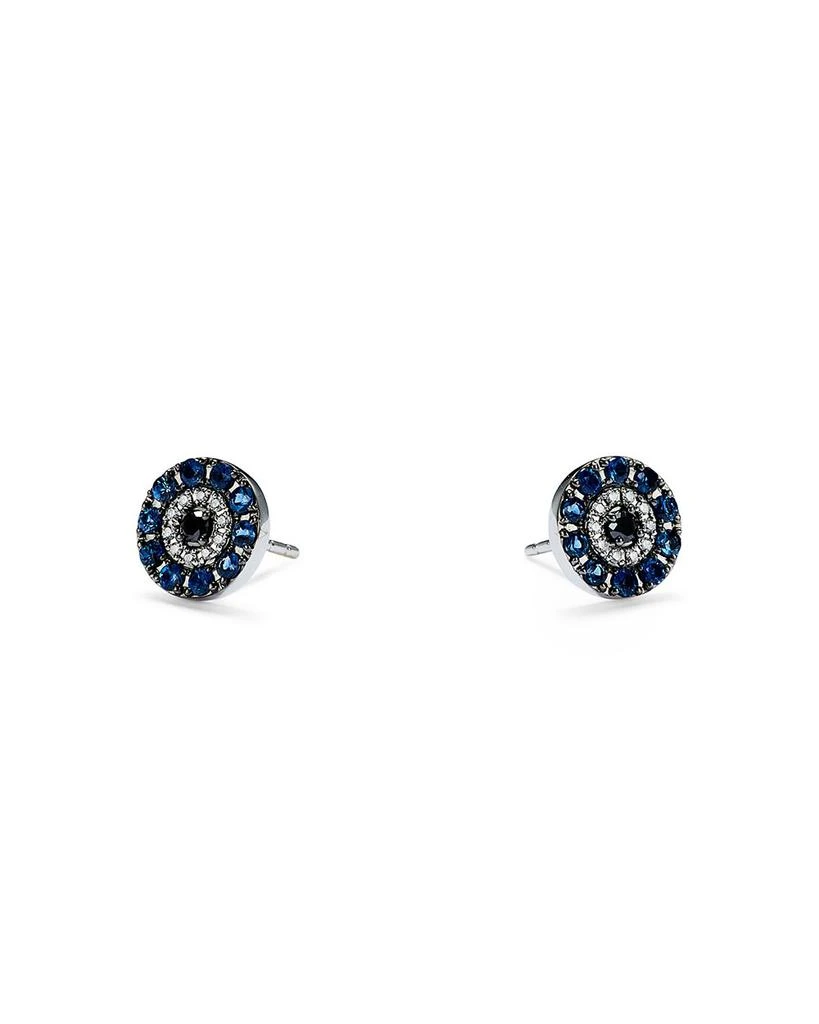 Diamond & Sapphire Evil Eye Earrings in 14K White Gold 商品