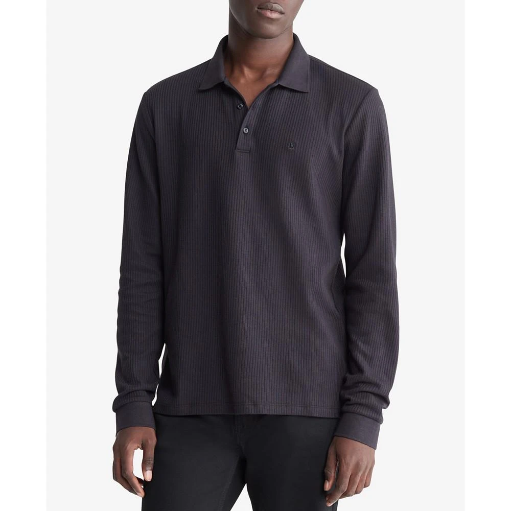 商品Calvin Klein|Men's Regular-Fit Drop Needle Long-Sleeve Polo Shirt,价格¥206,第1张图片