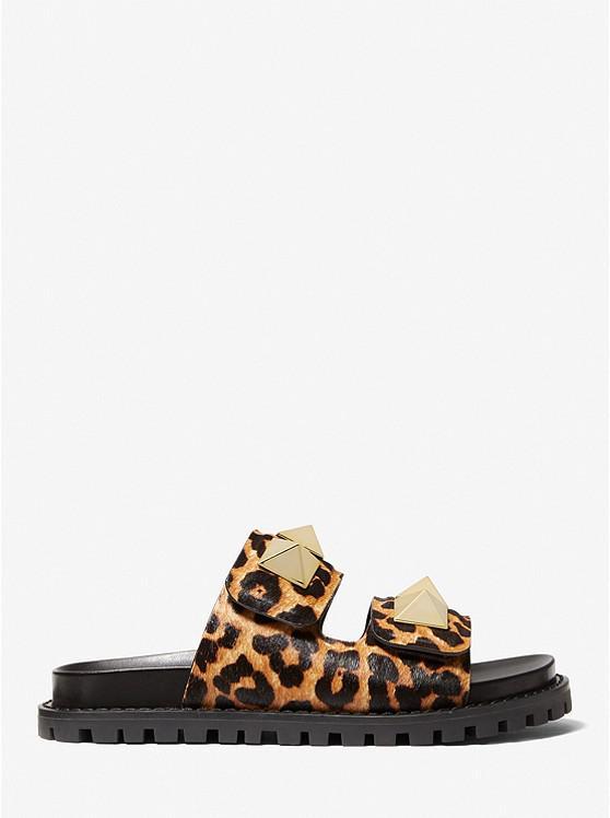 商品Michael Kors|Stark Studded Leopard Print Calf Hair Slide Sandal,价格¥466,第4张图片详细描述