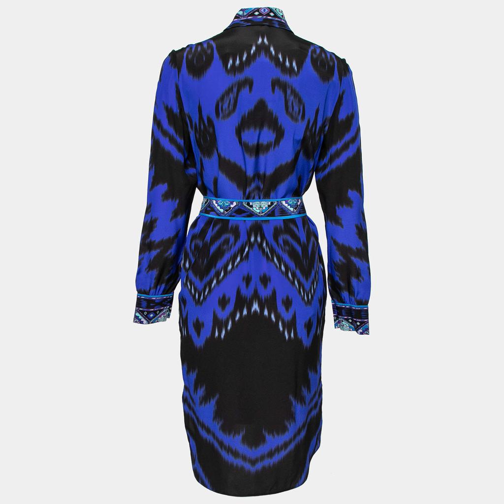 Emilio Pucci Blue Printed Silk Shirt Dress S商品第2张图片规格展示