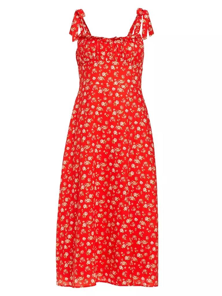 商品Wayf|Fleur Linen-Blend Midi Dress,价格¥797,第1张图片