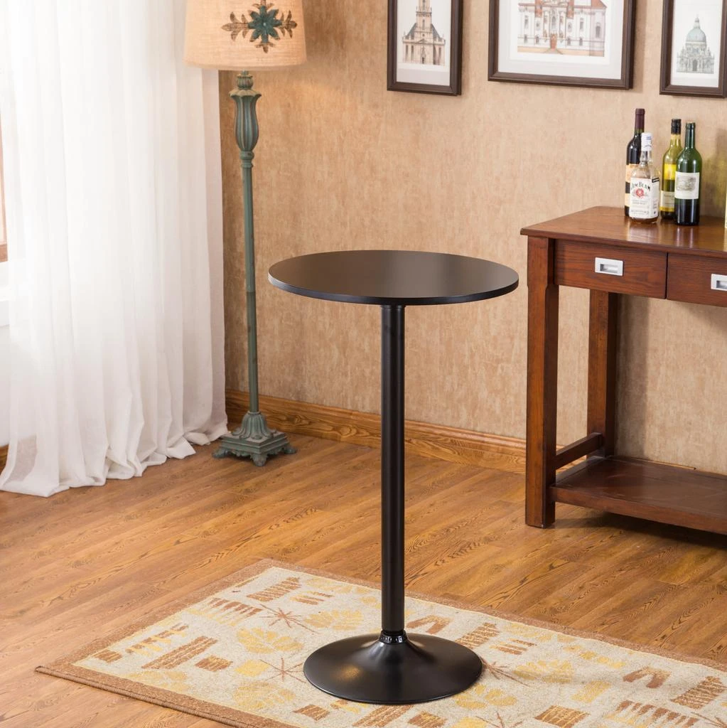 Streamdale Belham Black Round Metal Bar Table with 2 Swivel Bonded Leather Adj Stools 商品