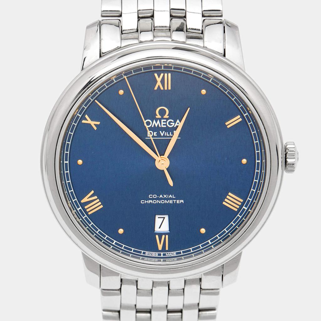 Omega Blue Stainless Steel Prestige De Ville 424.10.40.20.03.004 Men's Wristwatch 39.5 mm商品第3张图片规格展示