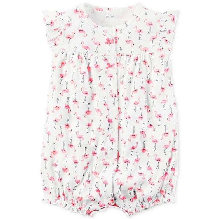 商品Carter's|Flamingo-Print Cotton Romper, Baby Girls (0-24 months),价格¥36,第1张图片