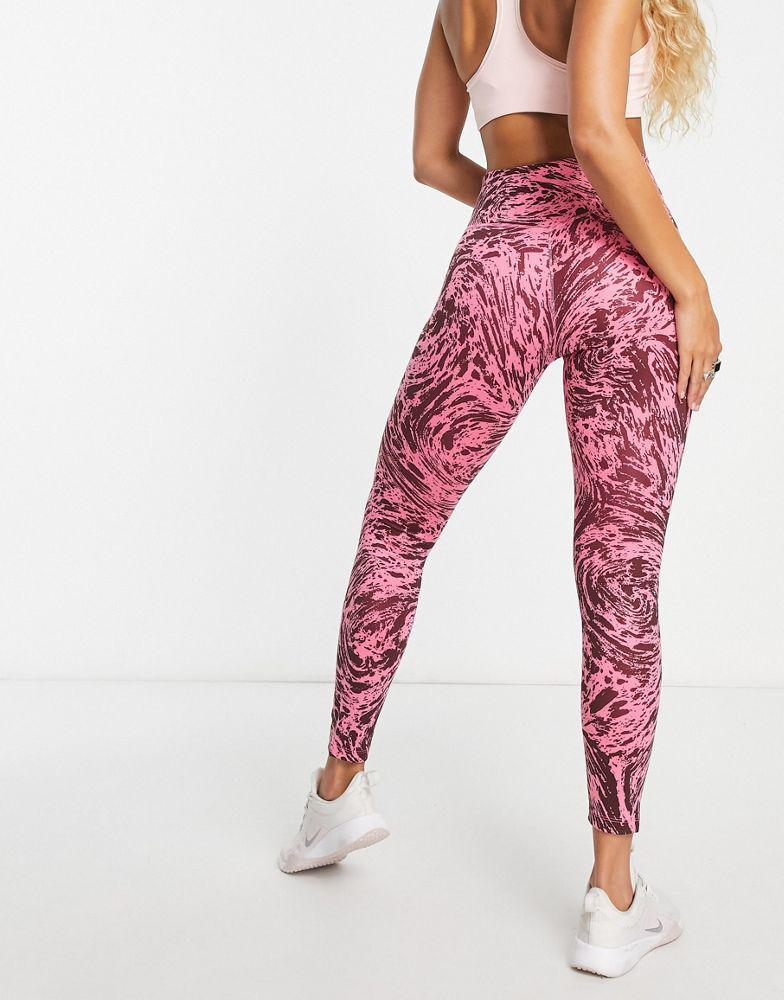 Nike Training Icon Clash One Dri-FIT high rise printed 7/8 leggings in pink商品第2张图片规格展示
