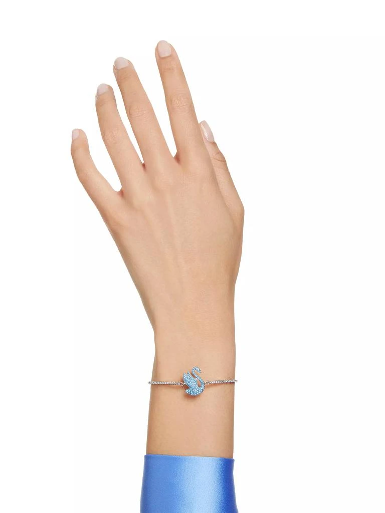 商品Swarovski|Swarovski Iconic Rhodium-Plated & Crystal Swan Bangle,价格¥1414,第2张图片详细描述