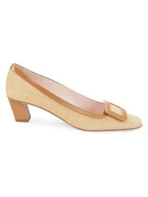 商品Roger Vivier|Belle Straw Block Heel Pumps,价格¥2921,第1张图片