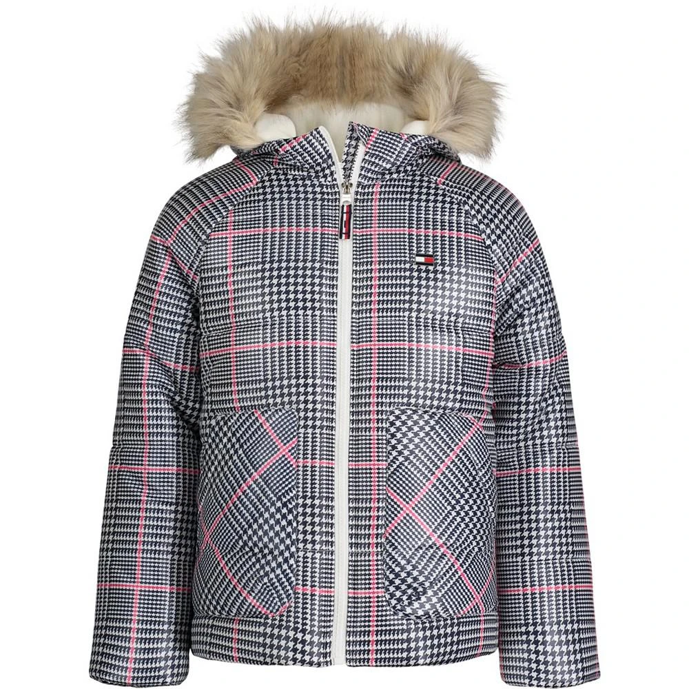 商品[国内直发] Tommy Hilfiger|Big Girls Glenplaid Hooded Puffer Jacket,价格¥293,第1张图片