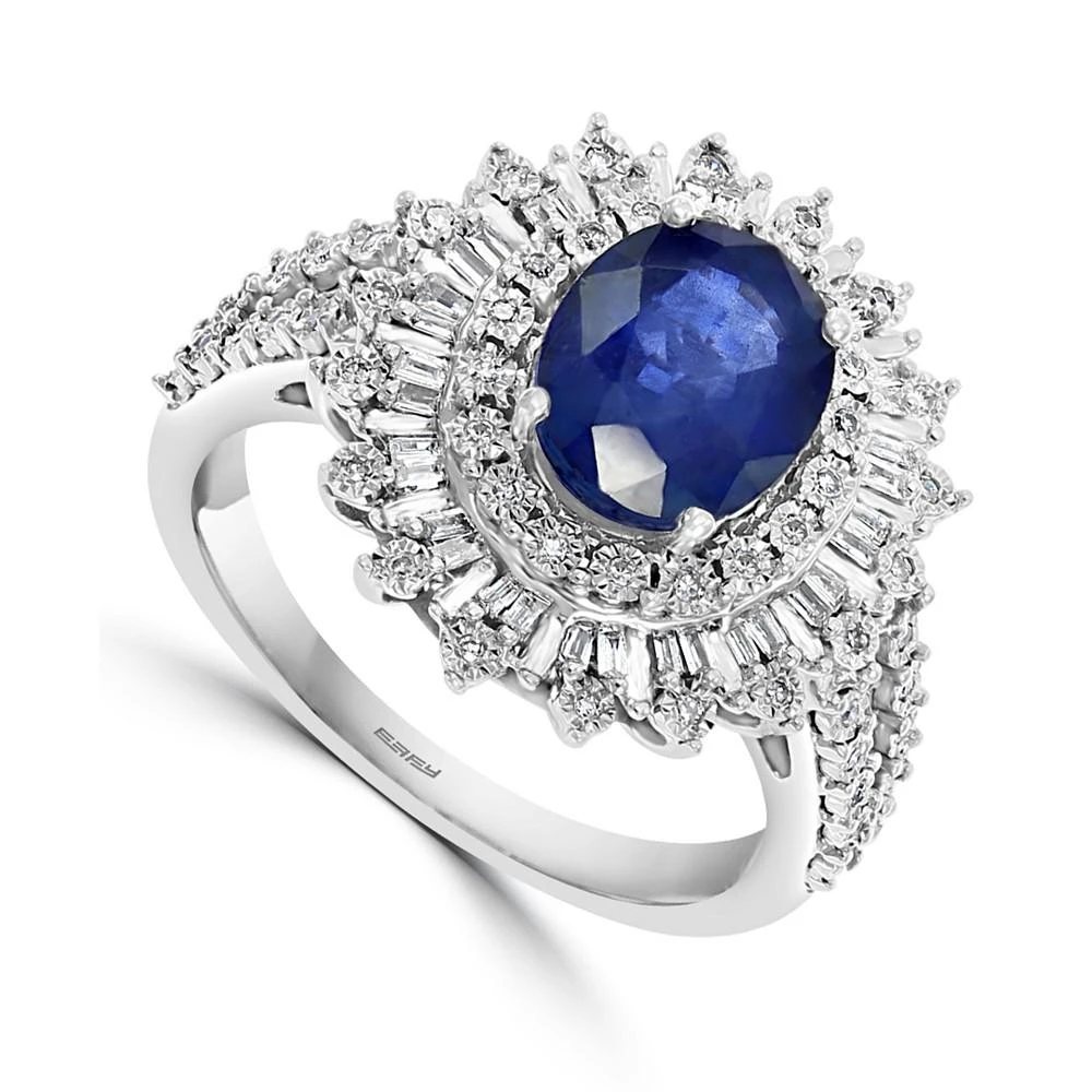 商品Effy|EFFY® Sapphire (1-7/8 ct. t.w.) & Diamond (1/4 ct. t.w.) Halo Statement Ring in 14k White Gold (Also in Ruby and Emerald),价格¥7487,第3张图片详细描述