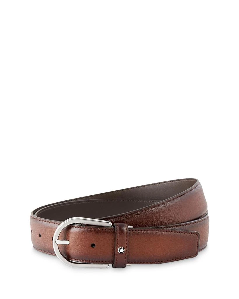 商品MontBlanc|Men's Horseshoe Shiny & Matte Stainless Steel Pin Buckle Belt,价格¥3704,第1张图片