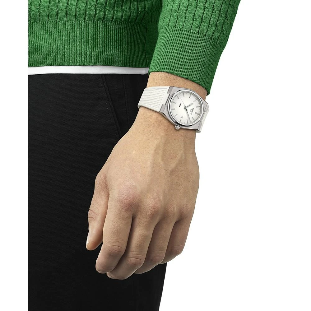 商品Tissot|Men's Swiss Automatic PRX White Rubber Strap Watch 40mm,价格¥2759,第5张图片详细描述