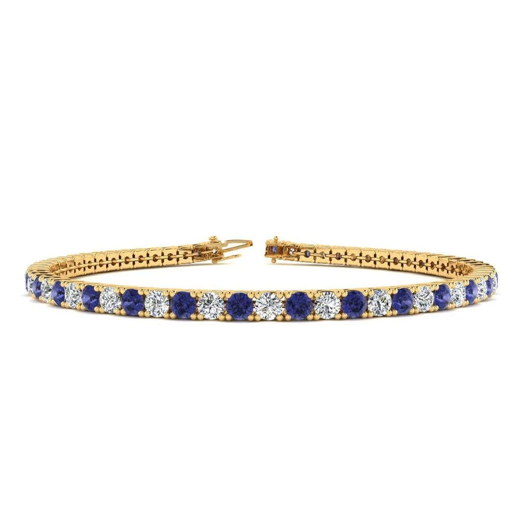 商品SSELECTS|2 Carat Tanzanite And Diamond Tennis Bracelet In 14 Karat Yellow Gold, 6 1/2 Inches,价格¥11959,第1张图片