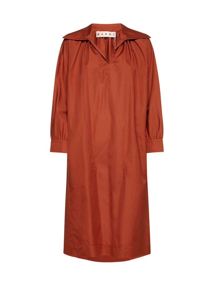Marni Split-Neck Midi Shirt Dress商品第1张图片规格展示