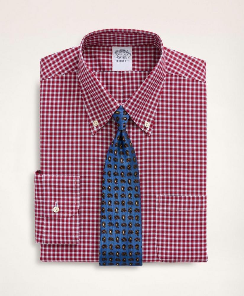 商品Brooks Brothers|Stretch Regent Regular-Fit Dress Shirt, Non-Iron Pinpoint Oxford Button Down Collar Gingham,价格¥880,第1张图片