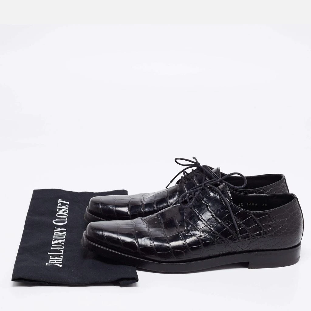 Prada Black Croc Embossed Leather Derby Size 40.5 商品