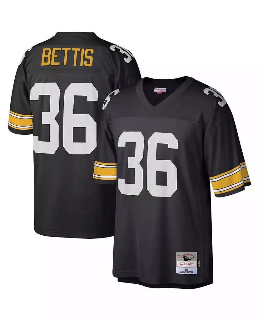 商品Mitchell and Ness|Men's Jerome Bettis Black Pittsburgh Steelers Big and Tall 1996 Retired Player Replica Jersey,价格¥966,第1张图片