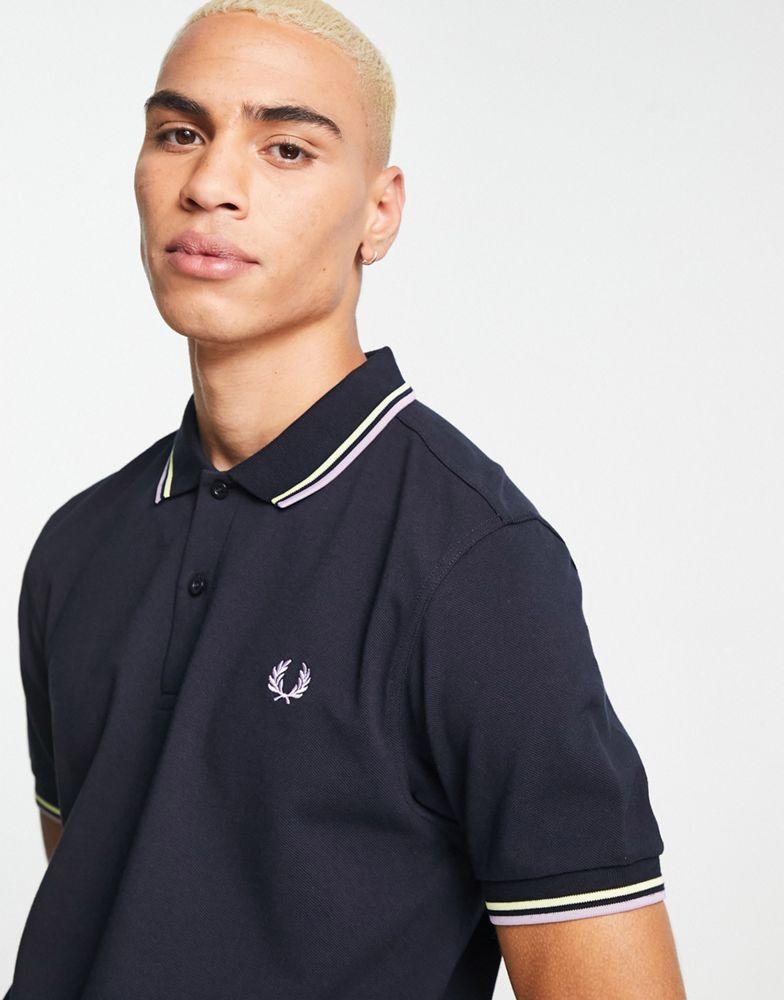 Fred Perry twin tipped polo shirt in navy商品第1张图片规格展示