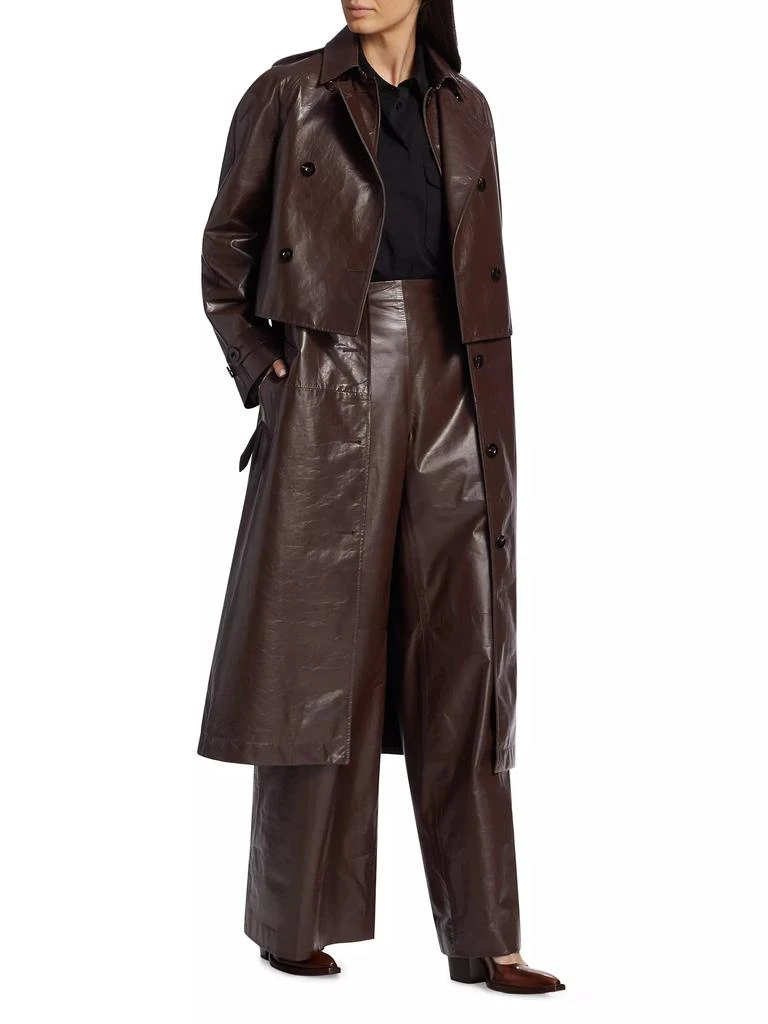 商品ROSETTA GETTY|Double Layer Leather Trench Coat,价格¥35245,第2张图片详细描述