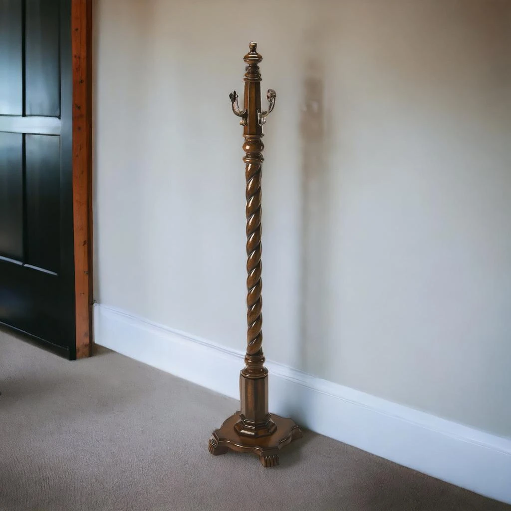 商品Homezia|69" Brown Cherry Free Standing Four Hook Coat Rack,价格¥5145,第3张图片详细描述