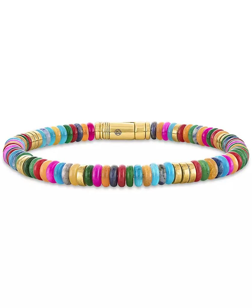 商品Esquire Men's Jewelry|Multicolor Jade & Hematite Bead Bracelet in Gold-Plated Sterling Silver, Created for Macy's,价格¥659,第3张图片详细描述