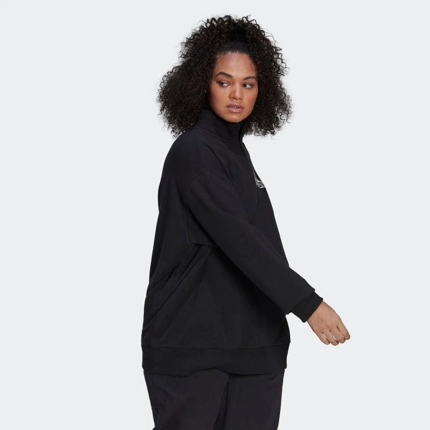 商品Adidas|Women's adidas Essentials Outlined Logo 1/2-Zip Sweatshirt (Plus Size),价格¥252,第4张图片详细描述
