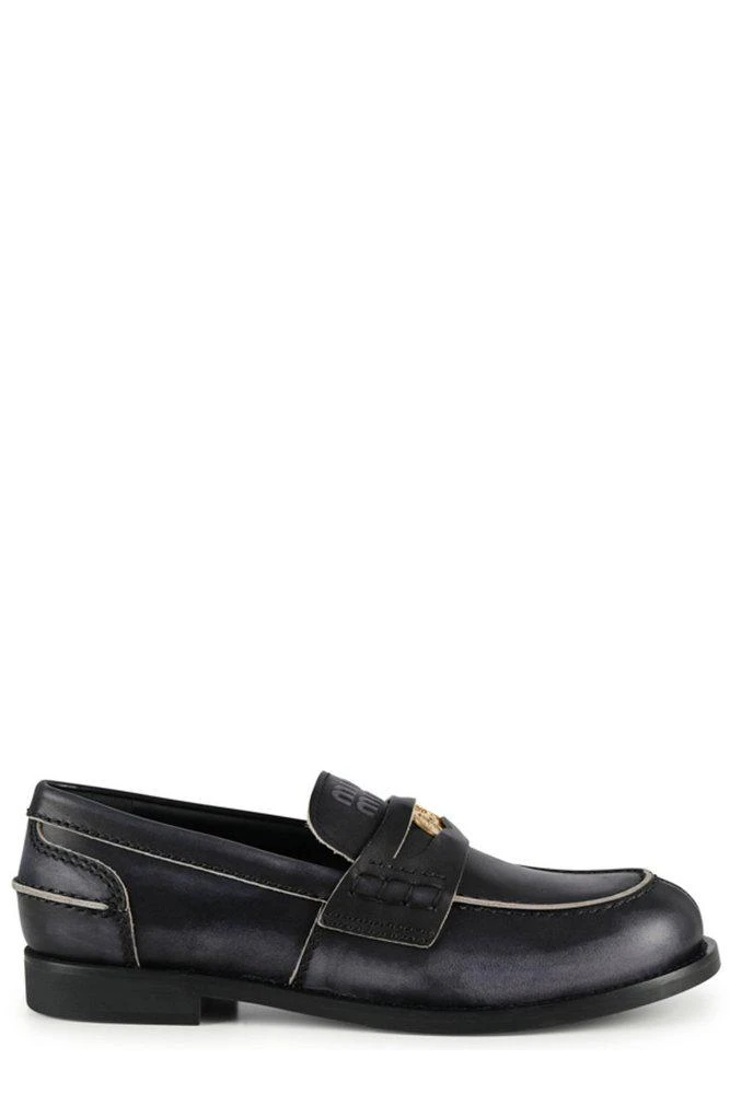 商品Miu Miu|Miu Miu Coin Plaque Slip-On Loafers,价格¥5126,第1张图片