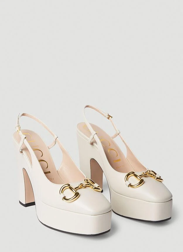 商品Gucci|Horsebit High Heel Shoes in Cream,价格¥8584,第2张图片详细描述