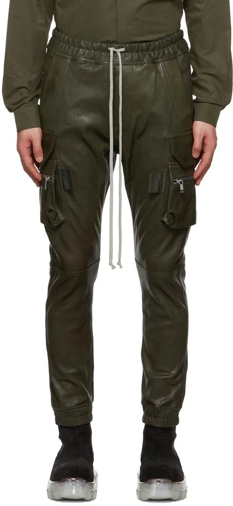商品Rick Owens|Green Mastodon Leather Pants,价格¥6984,第1张图片