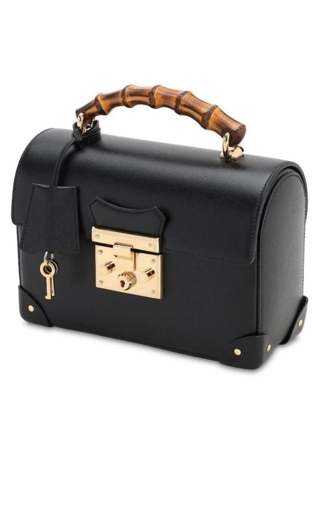 商品Gucci|Padlock Small Bamboo Black Shoulder Bag,价格¥24038,第3张图片详细描述