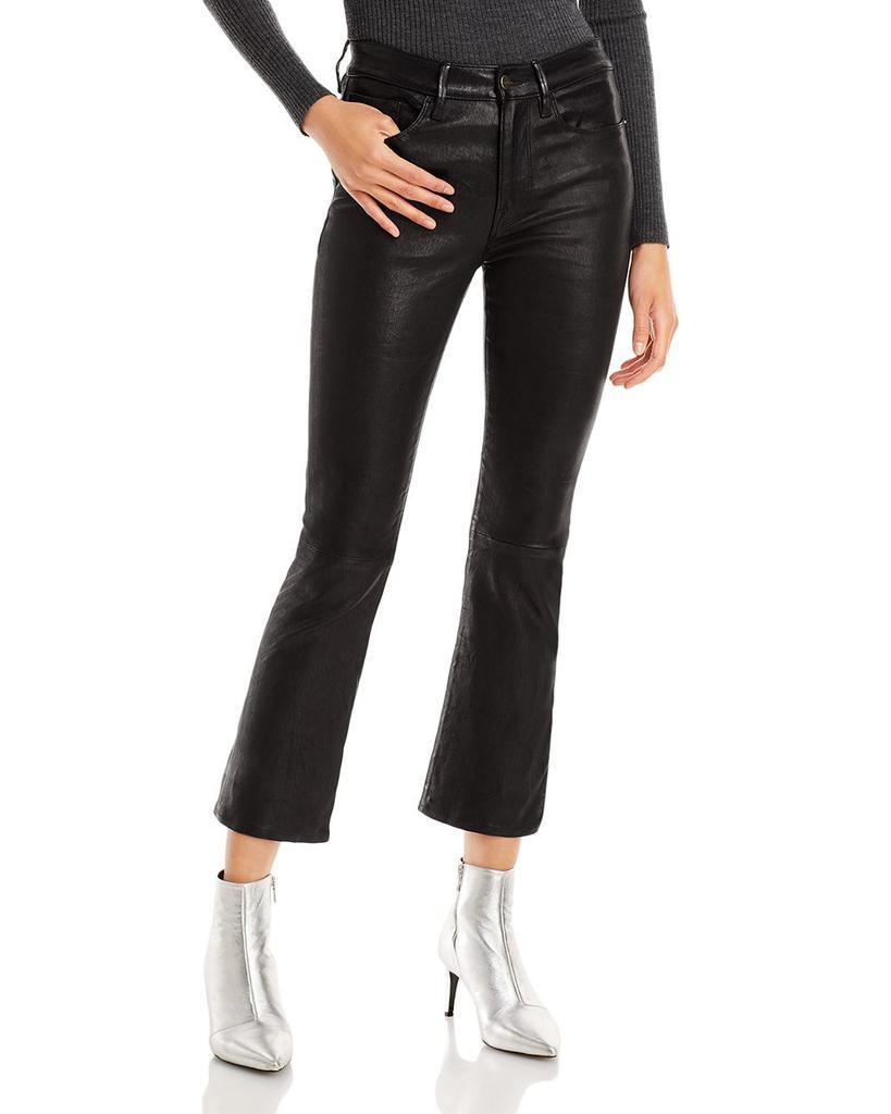 商品FRAME|Le Crop Mini Boot Leather Jeans in Noir,价格¥6821,第1张图片