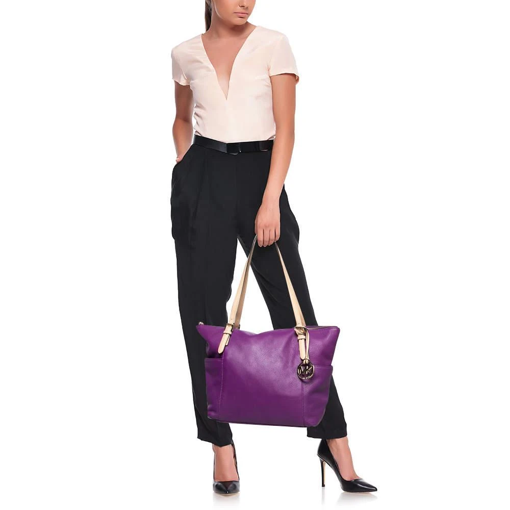 商品Michael Kors|MICHAEL Michael Kors Purple Leather Top Zip Jet Set Tote,价格¥1790,第2张图片详细描述