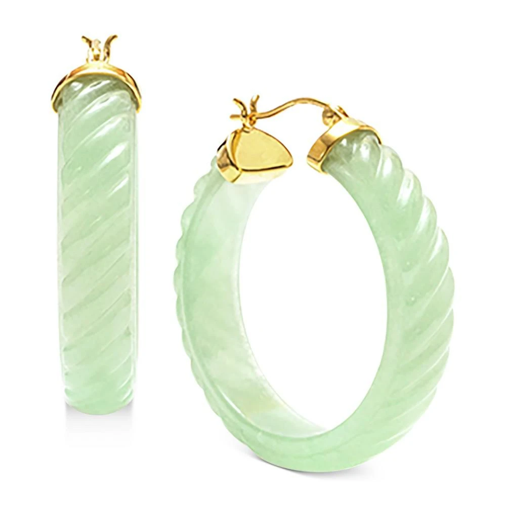 商品Macy's|Dyed Jade (8 x 38mm) Medium Hoop Earrings in 14k Gold-Plated Sterling Silver, 1.5",价格¥938,第1张图片