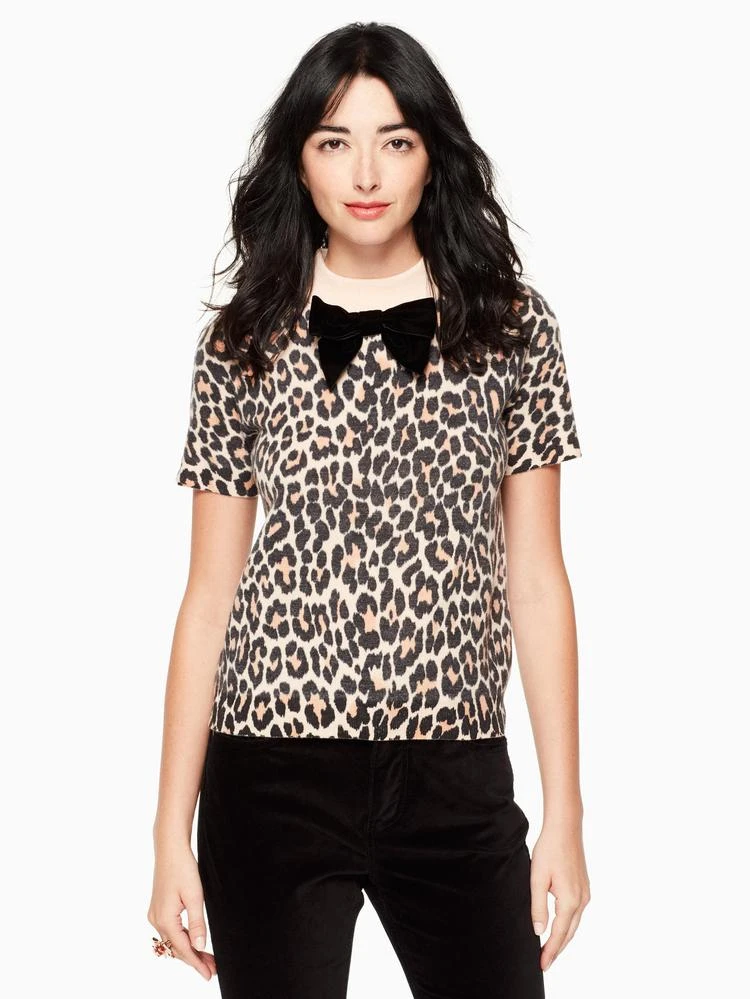 商品Kate Spade|leopard-print velvet bow sweater,价格¥1110,第1张图片