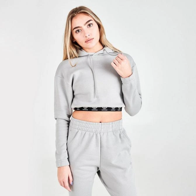 商品Adidas|Women's adidas Originals Tape Cropped Hoodie,价格¥150,第1张图片