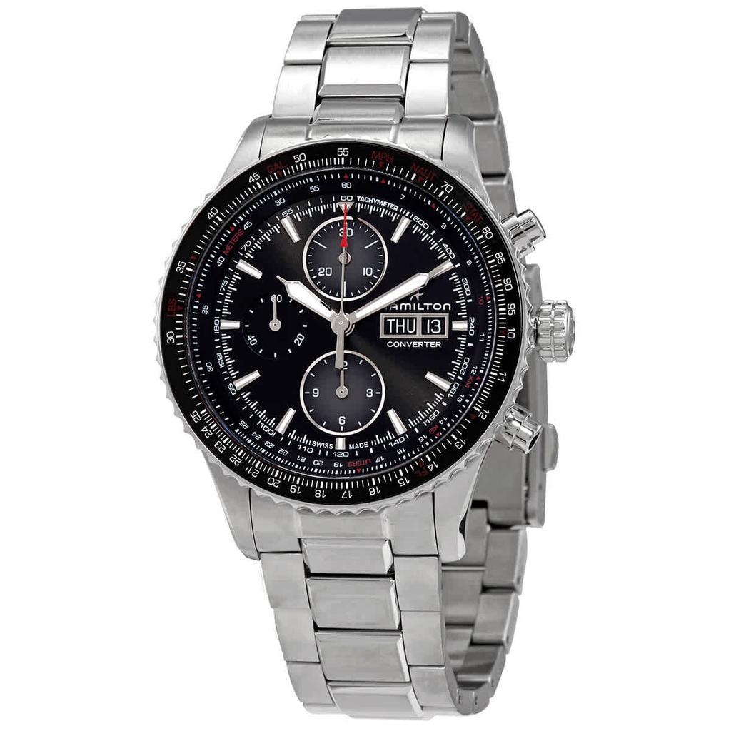 商品Hamilton|Khaki Aviation Converter Auto Chrono Black Dial Watch H76726130,价格¥10542,第1张图片