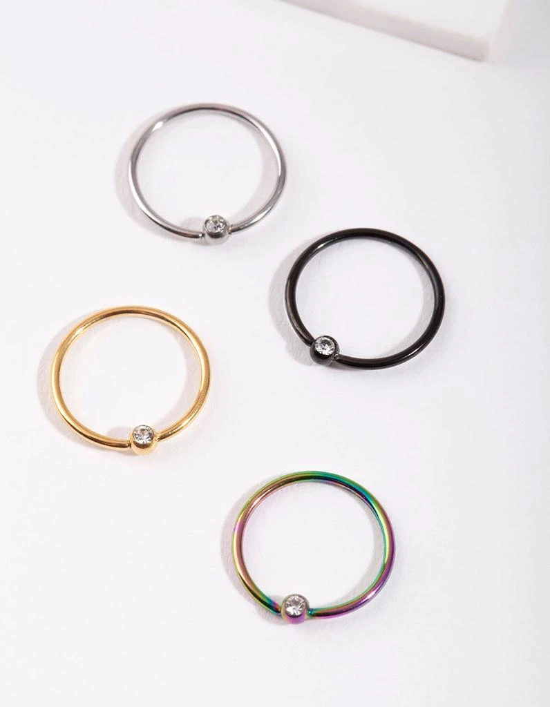 商品Lovisa|Mixed Metal Diamante Nose Ring 4 Pack,价格¥151,第1张图片