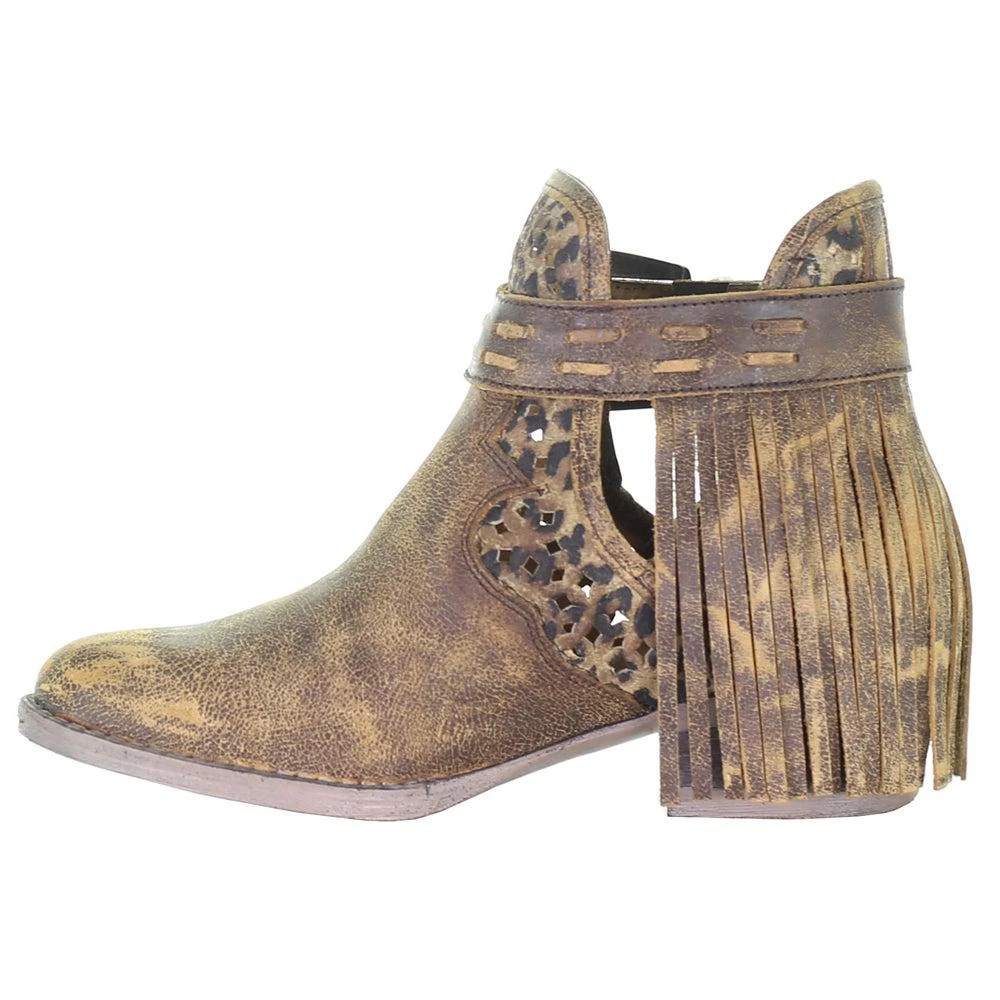 商品Corral Boots|Leopard Round Toe Cowboy Booties,价格¥839,第4张图片详细描述