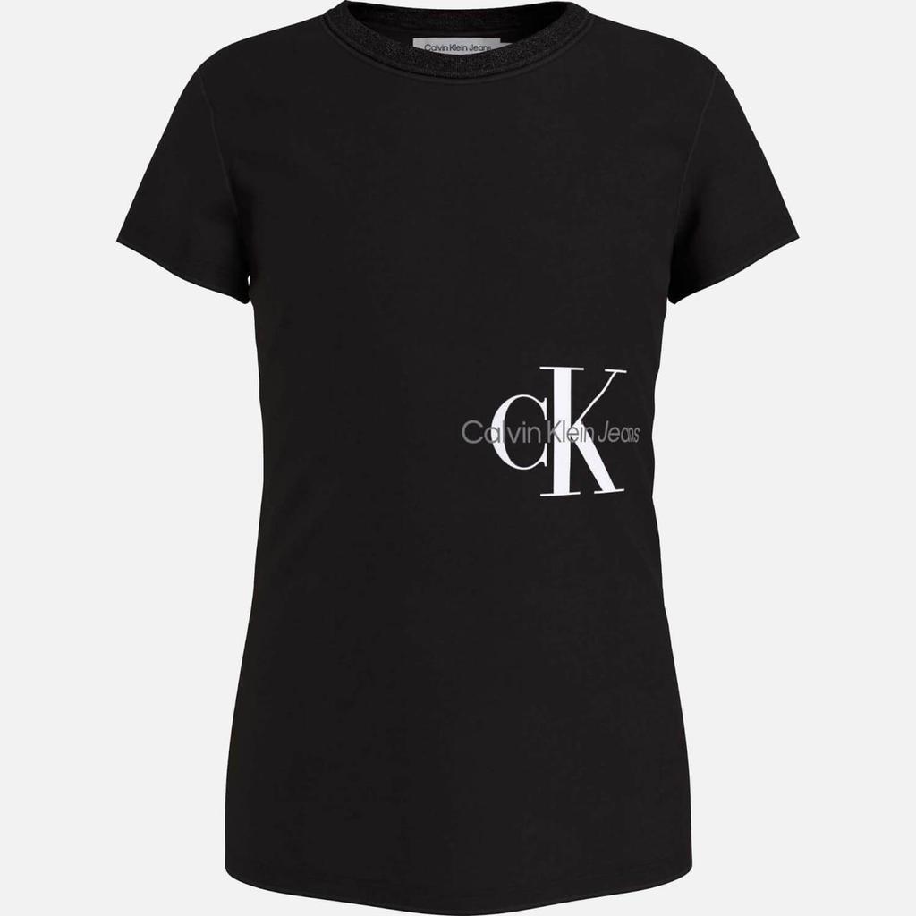 商品Calvin Klein|Calvin Klein Girls Monogram Slim Cotton-Jersey T-Shirt,价格¥232,第1张图片